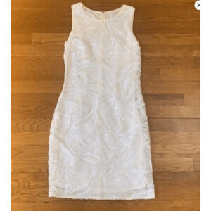 Belle Badgley Mishka Shift Sequin Ivory Sheath Swirly Dress, Size 2, MSRP $179